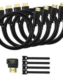 5 Pack High-Speed HDMI Cables-6ft with 90 Degree Adapter, Gold Plated Connectors, Cord Ties for TV PC Playstaion Support Ethernet, 3D, 1080P, ARC, Save Money & Deliver Dazzling Quality