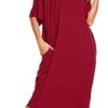 Ekouaer Nightgowns Womens V Neck Loungewear Short Sleeve Sleepwear Plus Size Night Wear S-XXL