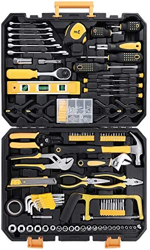 FIXKIT 216 Piece Household Tool Kit, Home Repair Tool Set, General Household Hand Tool Kit with Plastic Storage Tool Box