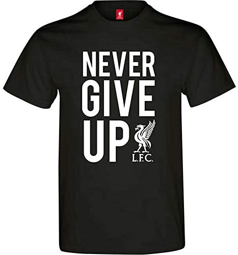 Liverpool Mens Black T-shirt Never Give Up - XXL