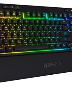 Redragon K512 Shiva RGB Backlit Membrane Gaming Keyboard with Multimedia Keys, Quiet Mechanical Feeling Keyboard, 6 Extra On-Board Macro Keys, Dedicated Media Control, Detachable Wrist Rest