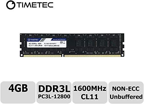 Timetec Hynix IC 4GB DDR3L 1600MHz PC3L-12800 Non ECC Unbuffered 1.35V/1.5V CL11 2Rx8 Dual Rank 240 Pin UDIMM Desktop PC Computer Memory Ram Module Upgrade (Low Density 4GB)