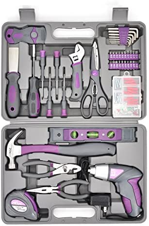 Werktough 44PCS 3.6V/4V Cordless Screwdriver Tool Kit Set Pink Color Tools Lady Tools Kit Home Repair Set Toolbox Hand Tool Kit Storage Case Gift Set LADYCRAFT