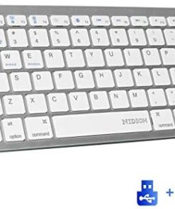 Wireless Bluetooth Keyboard 2.4G Ultra-Thin Sleek Design for Windows, Computer, Desktop, PC, Notebook, Laptop - White